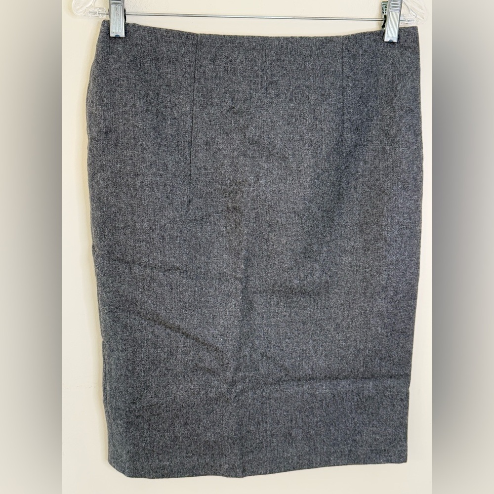 Kenar wool blend light Charcoal gray Pencil Skirt lined back zip & split hem 4